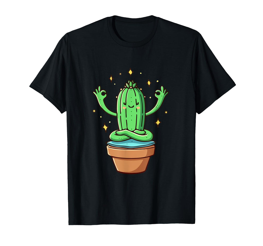 Meditation Cactus Yoga Pose T-Shirt - Casual Everyday Wear for Adults - T-Shirt, Sweatshirt, Hoodie