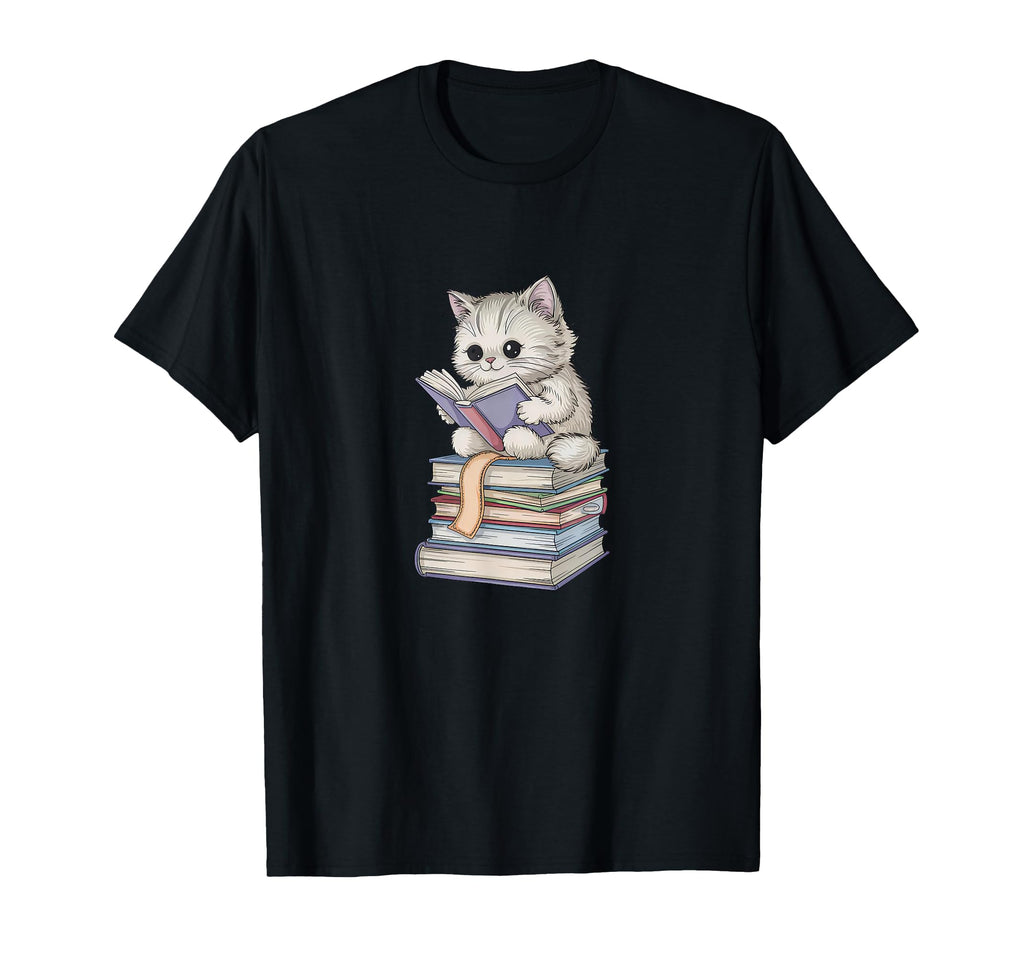Cat Books Pets Cats Reading Book Nerd T-Shirt - Minimalist Print Unisex - T-Shirt, Sweatshirt, Hoodie