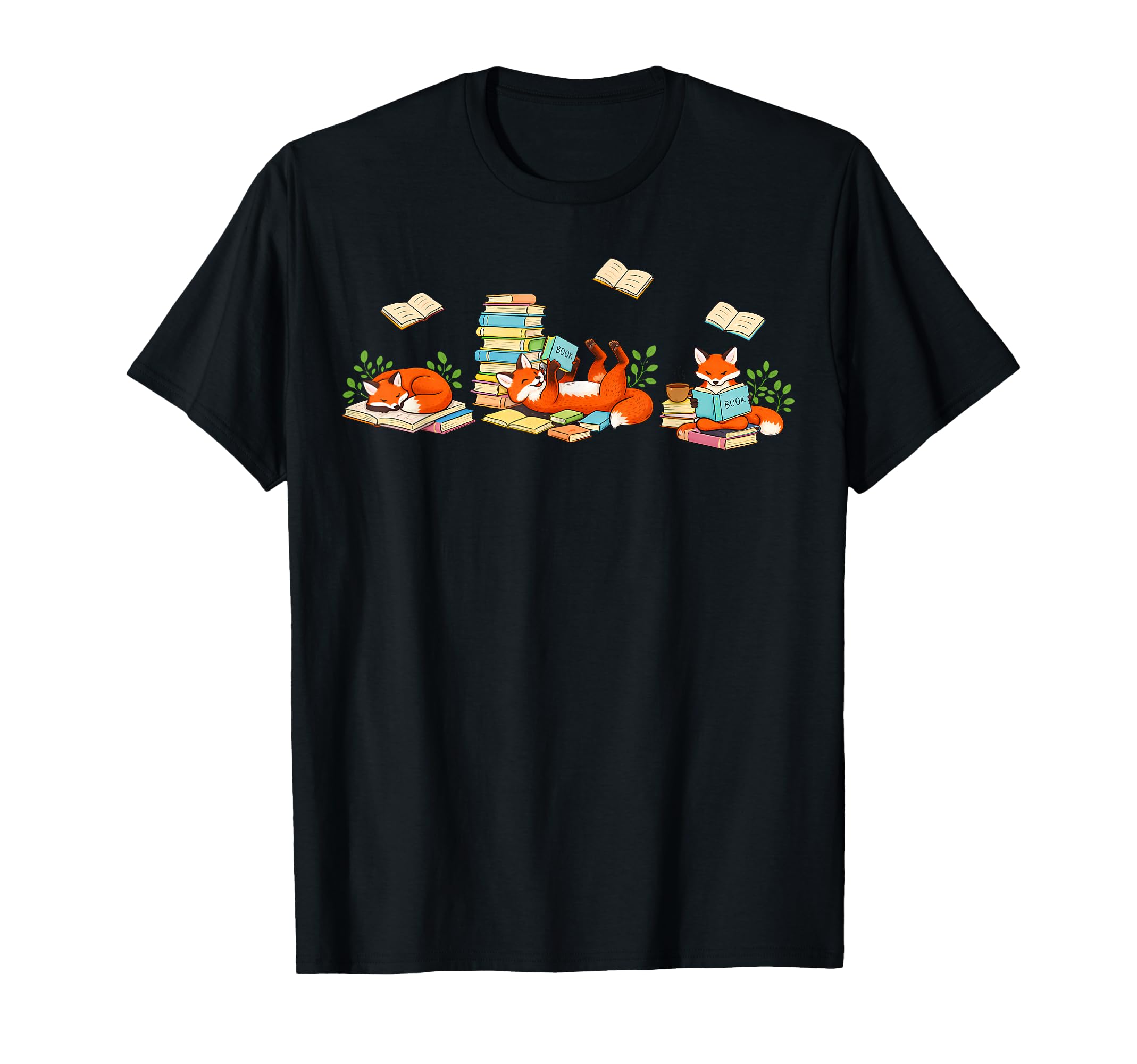 Fox Book Reading Nerd Library T-Shirt - Fun Novelty Design Men Women - T-Shirt, Sweatshirt, Hoodie