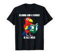 Parrot Reading Book Funny Literature T-Shirt - Minimalist Print Men Women - T-Shirt, Sweatshirt, Hoodie