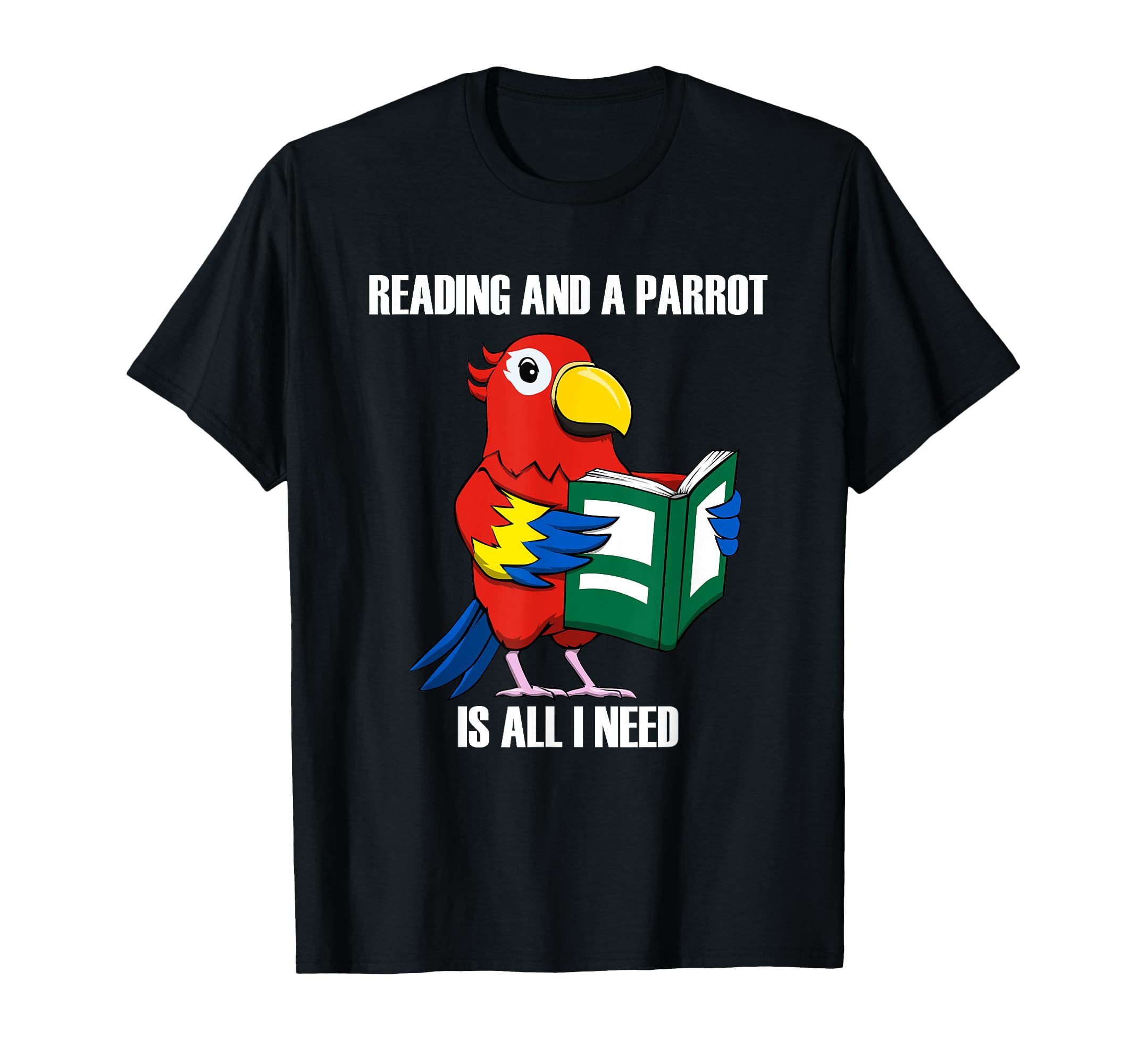 Parrot Reading Book Funny Literature T-Shirt - Minimalist Print Men Women - T-Shirt, Sweatshirt, Hoodie