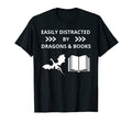 Easily Distracted Dragon And Books T-Shirt - Custom Art Print Men Women - T-Shirt, Sweatshirt, Hoodie