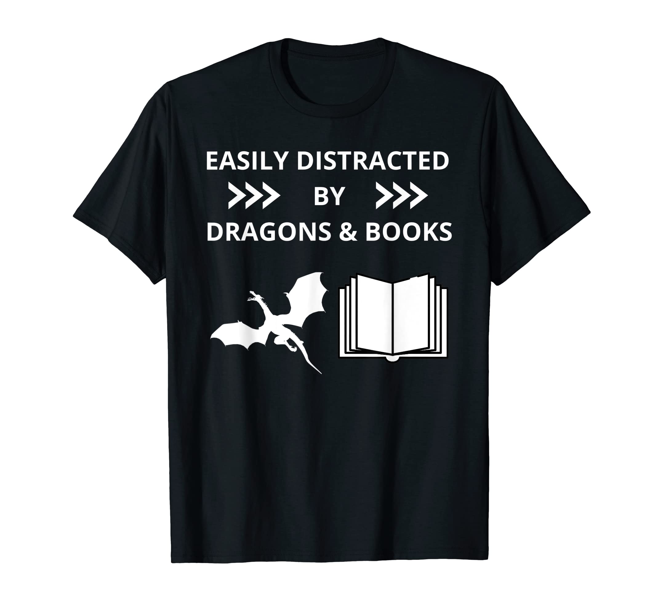 Easily Distracted Dragon And Books T-Shirt - Custom Art Print Men Women - T-Shirt, Sweatshirt, Hoodie