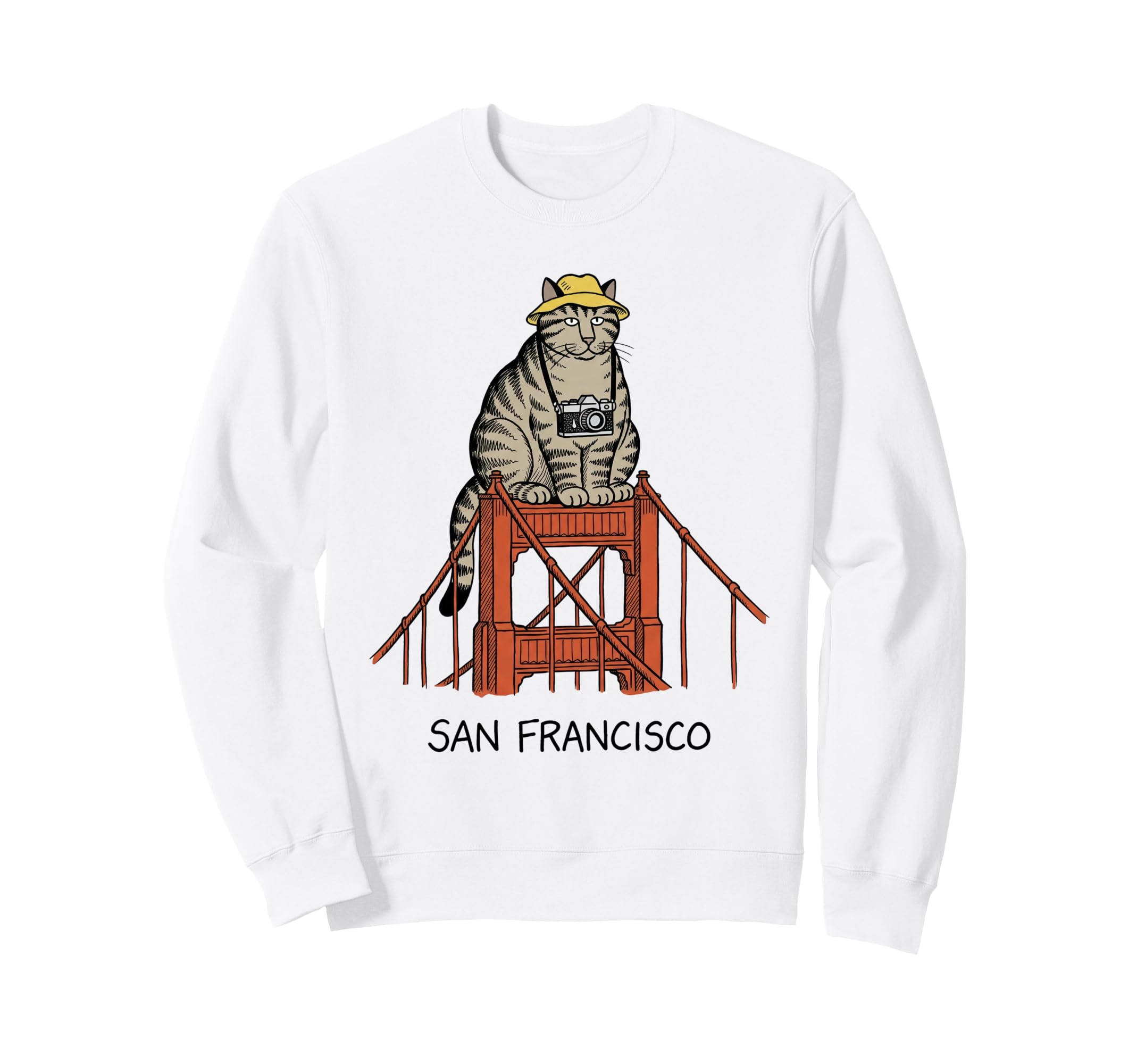 San Francisco Cat Golden Gates Sweatshirt - Unique Graphic for Adults - T-Shirt, Sweatshirt, Hoodie