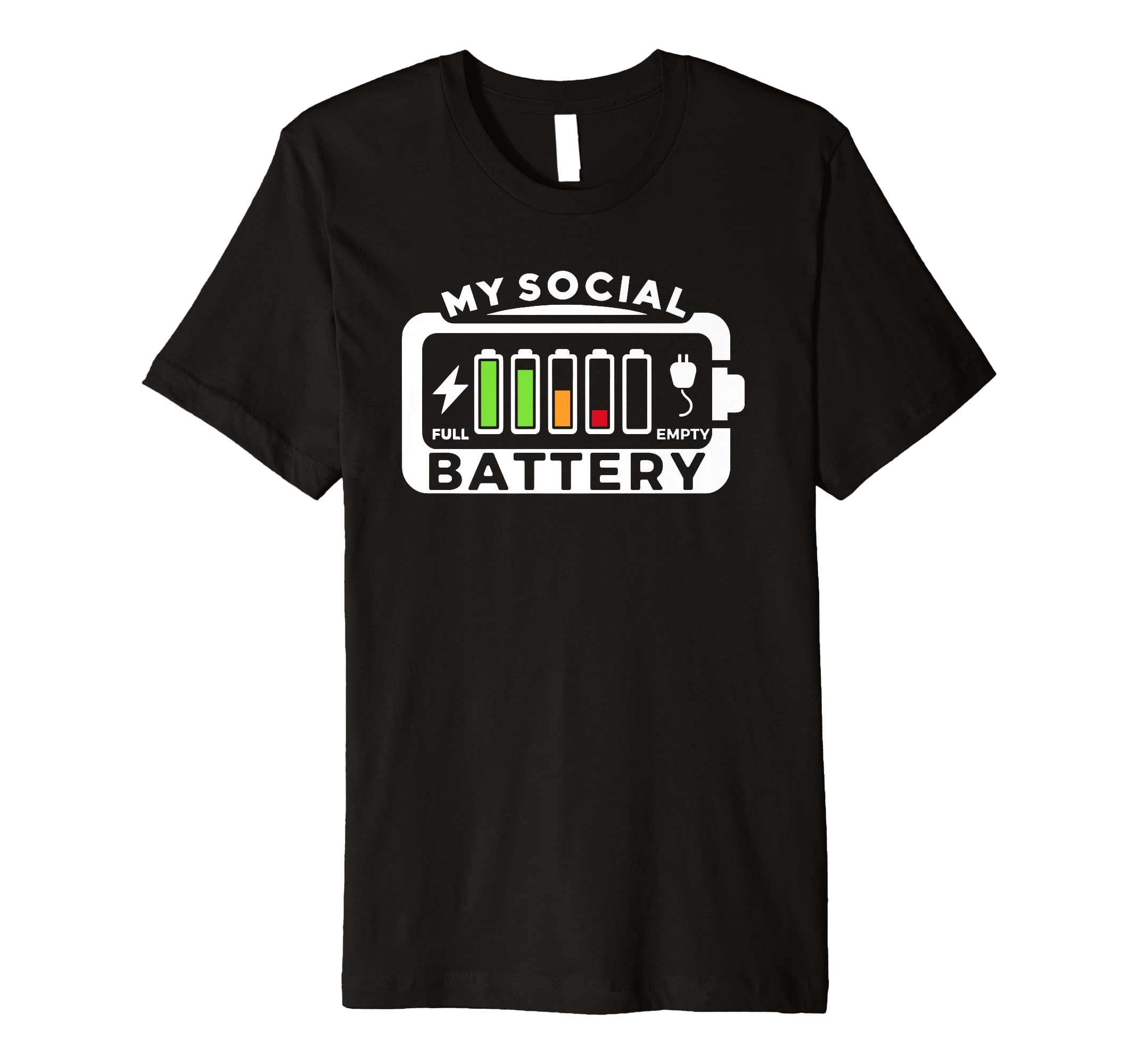 Battery Low Energy Anti Social T-Shirt - Graphic Print for Adults - T-Shirt, Sweatshirt, Hoodie