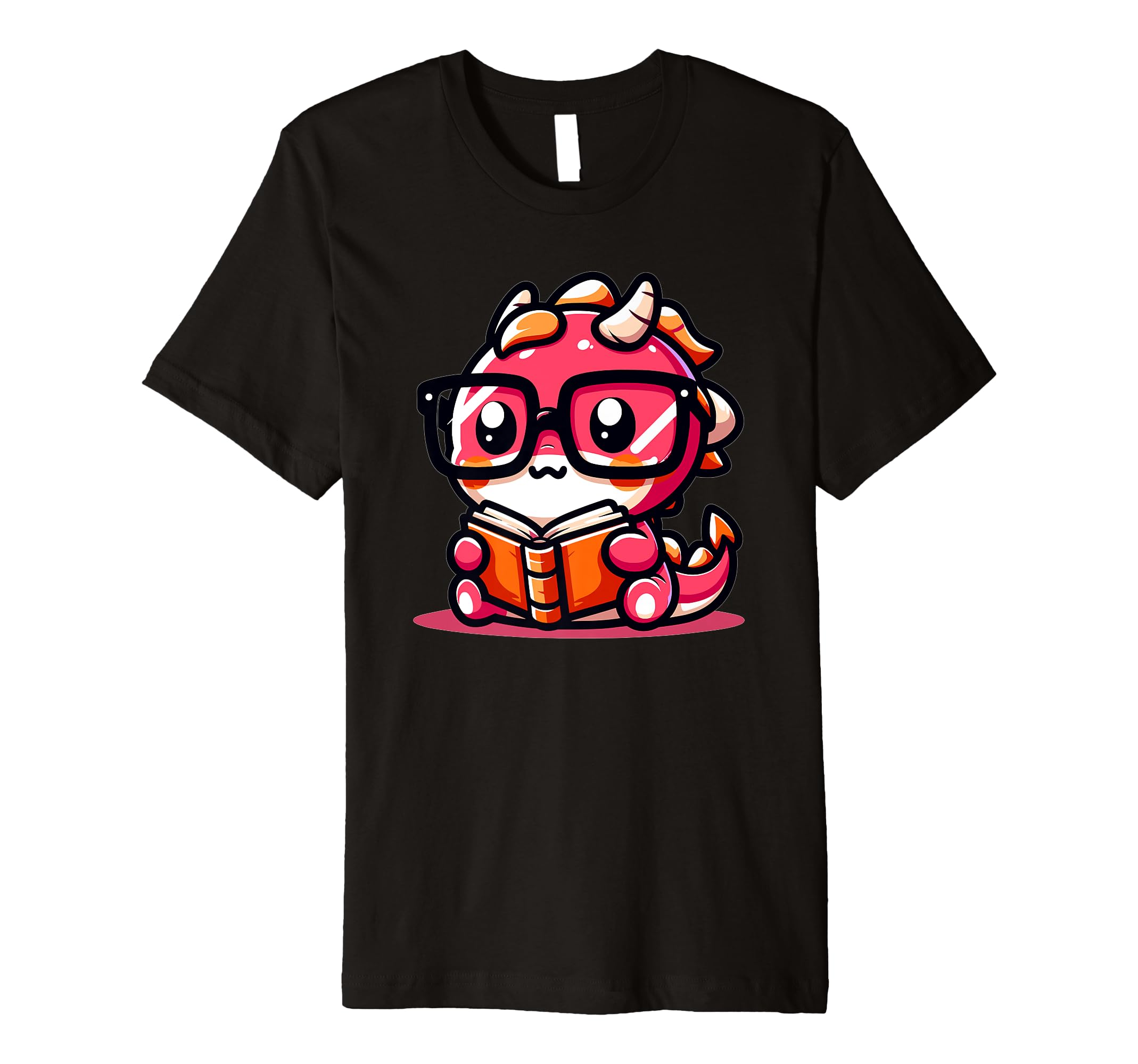 Adorable Book Lover Dragon Reading T-Shirt - Fun Novelty Design for Adults - T-Shirt, Sweatshirt, Hoodie