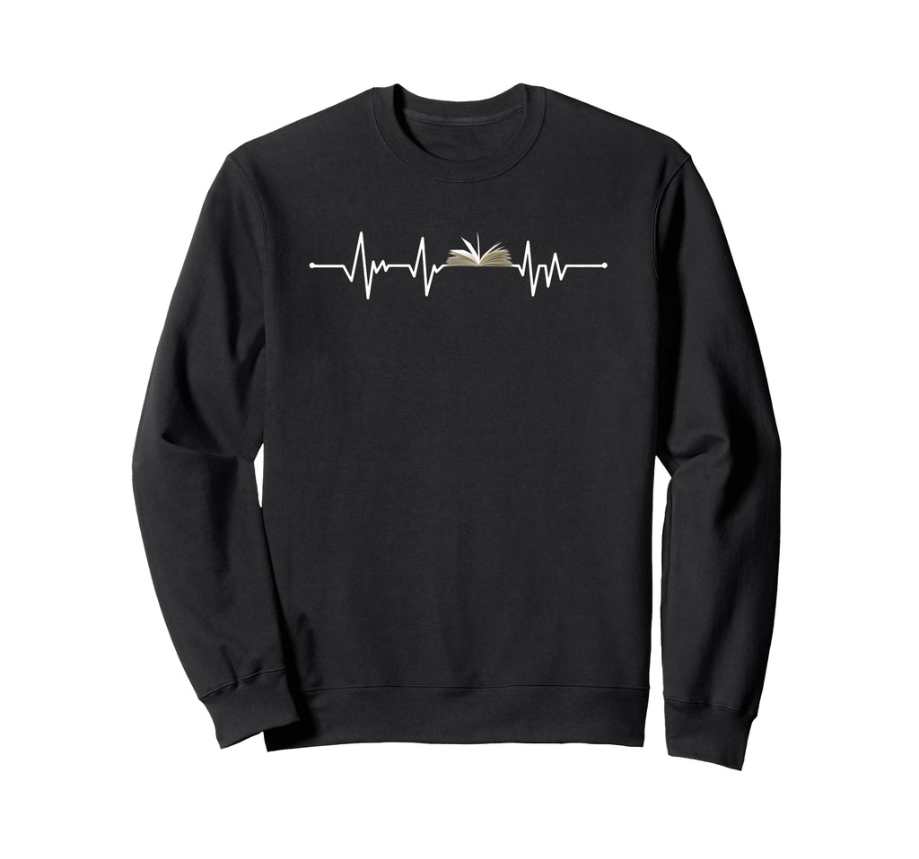 Heartbeat Book Reading Nerd Bookworm Sweatshirt - Unique Graphic for Adults - T-Shirt, Sweatshirt, Hoodie