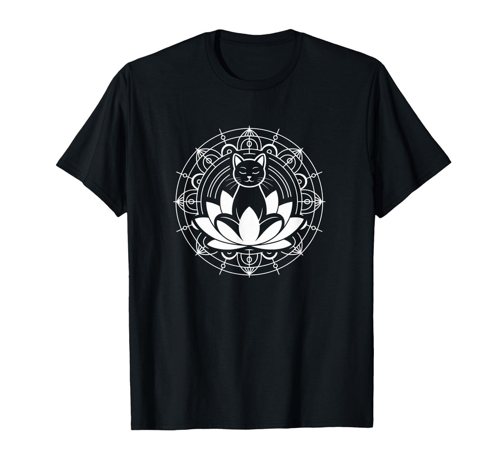 Zen Cat Lotus Flower Yoga T-Shirt - Aesthetic Graphic Men Women - T-Shirt, Sweatshirt, Hoodie