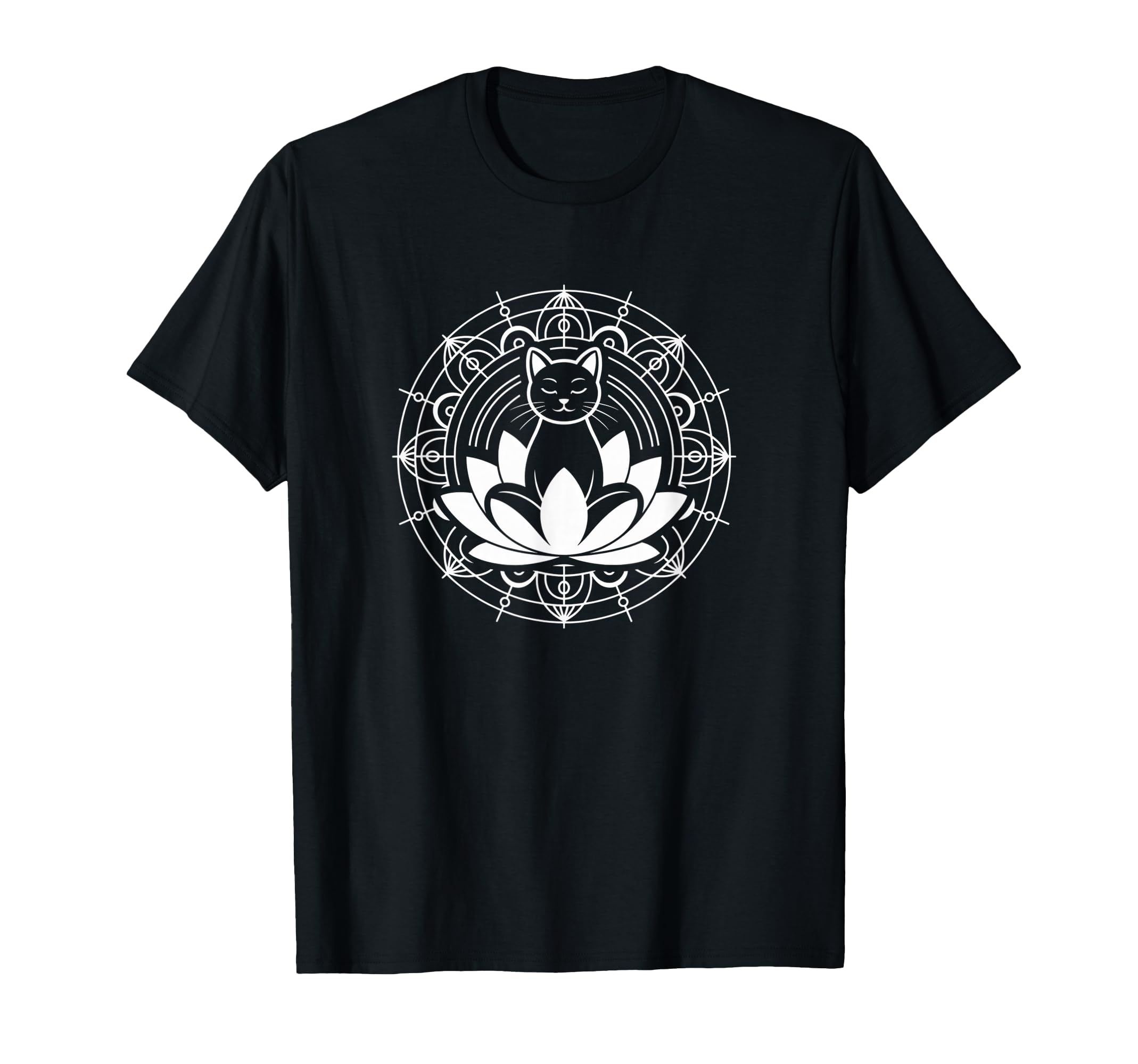 Zen Cat Lotus Flower Yoga T-Shirt - Aesthetic Graphic Men Women - T-Shirt, Sweatshirt, Hoodie