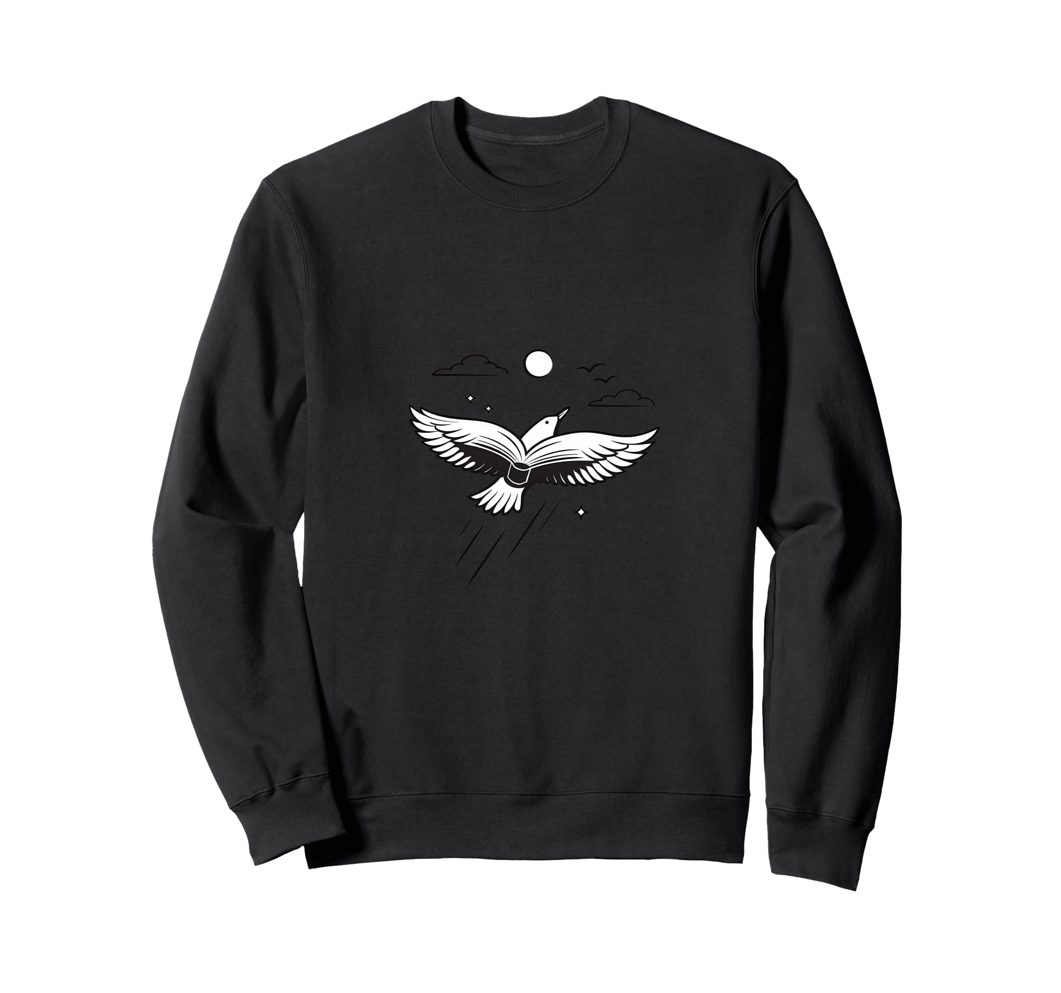 Minimalist Flying Bird Book Pages Sweatshirt - Unique Graphic Men Women - T-Shirt, Sweatshirt, Hoodie