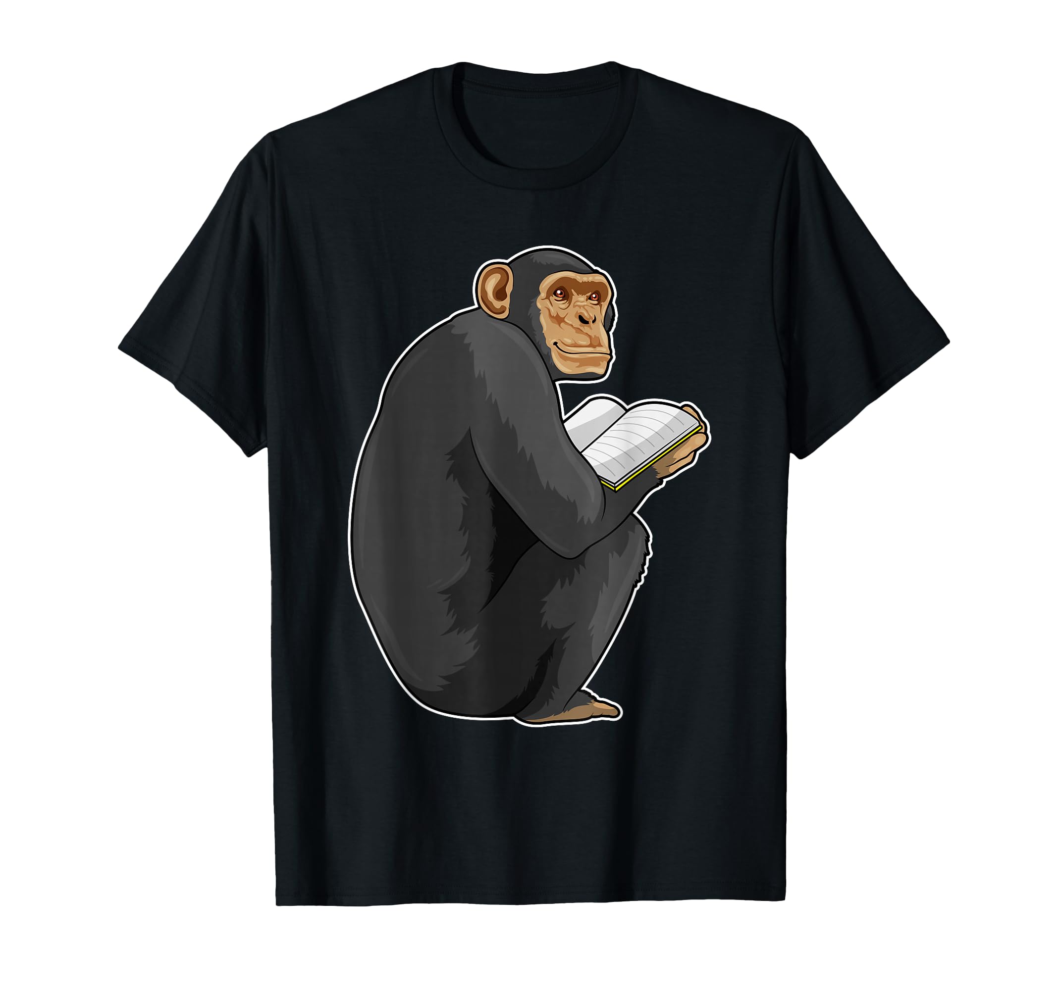 Monkey Nerd Book T-Shirt - Custom Art Print Unisex - T-Shirt, Sweatshirt, Hoodie