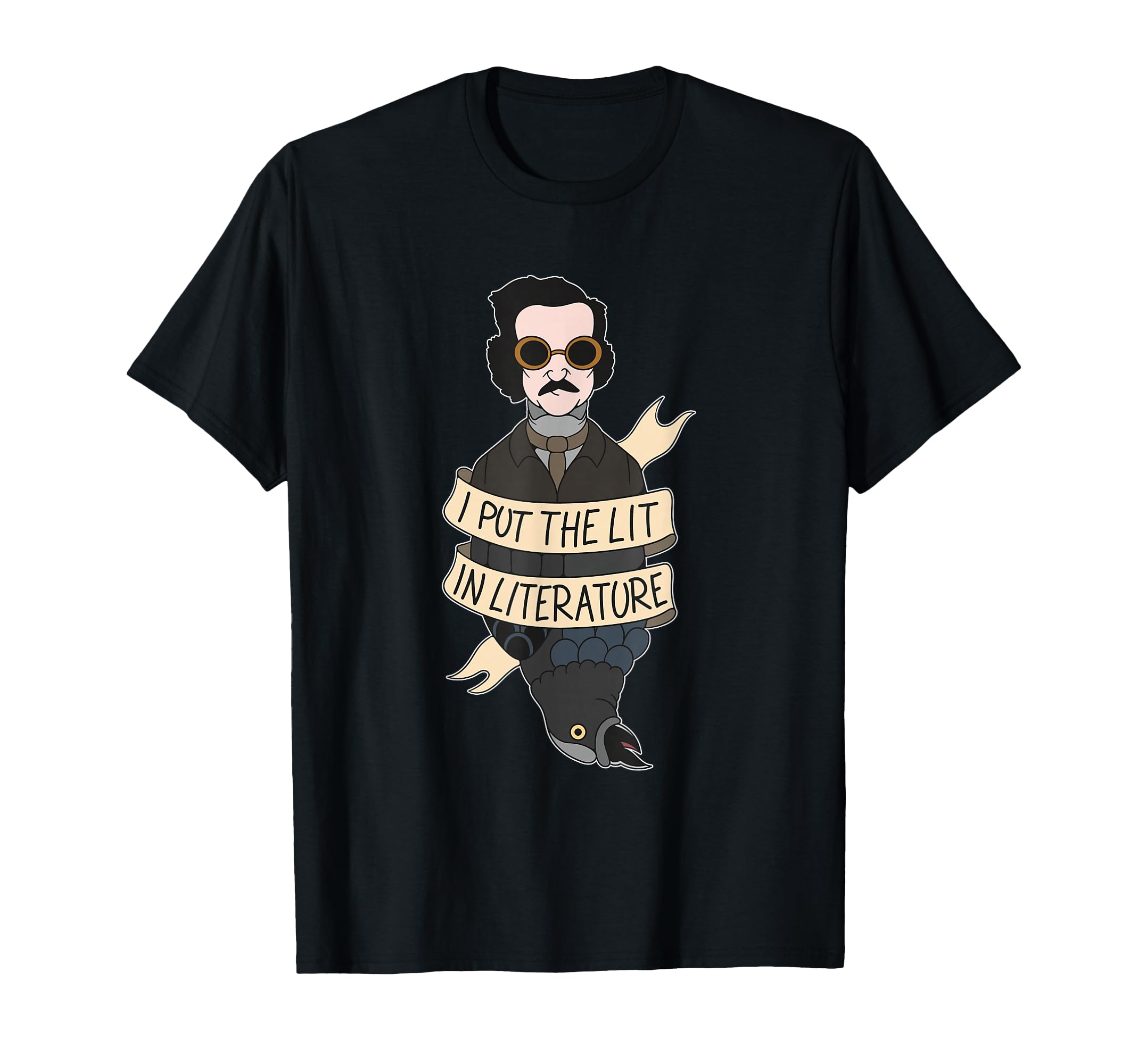 Allan Poe Lit Literature Raven T-Shirt - Trendy Graphic for Adults - T-Shirt, Sweatshirt, Hoodie