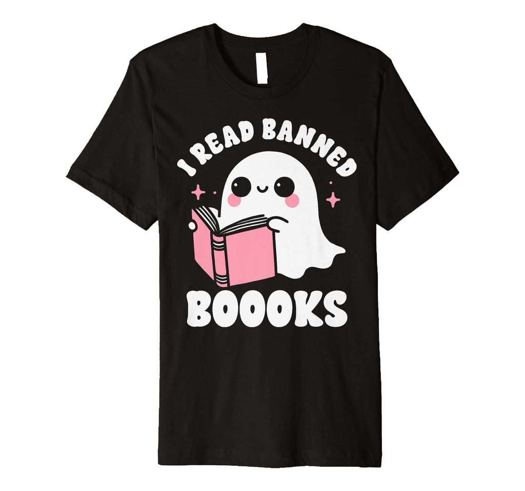 Read Banned Books Kawaii Ghost Books T-Shirt - Novelty Apparel Unisex - T-Shirt, Sweatshirt, Hoodie