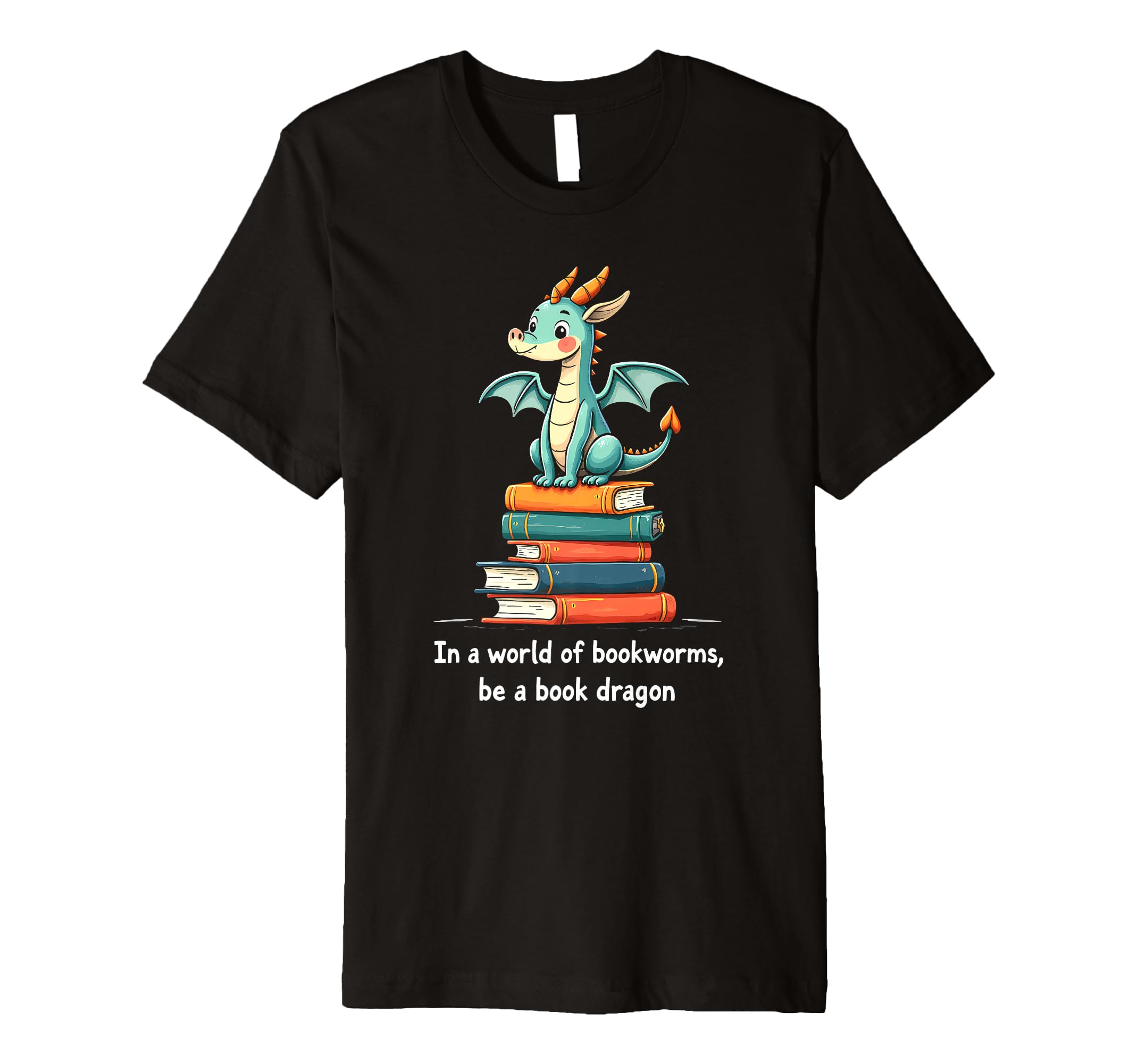 Dragon Atop Books Playful Reading T-Shirt - Aesthetic Graphic Unisex - T-Shirt, Sweatshirt, Hoodie