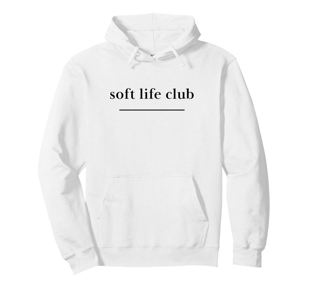 Soft Life Club Aesthetic Minimalist Hoodie - Fun Novelty Design for Adults - T-Shirt, Sweatshirt, Hoodie