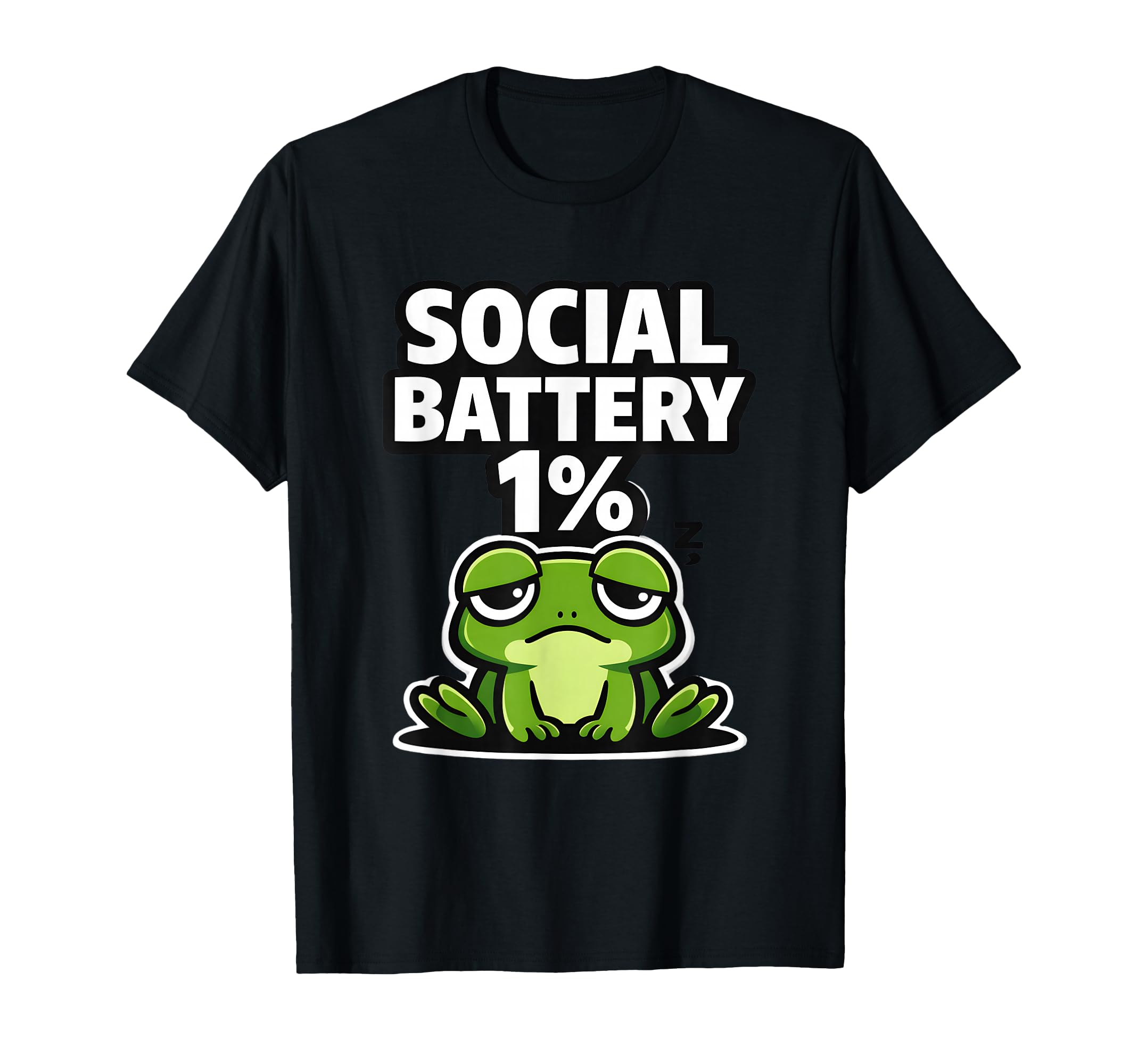 Social Battery 1 Frog Funny Introvert T-Shirt - Unique Graphic Men Women - T-Shirt, Sweatshirt, Hoodie