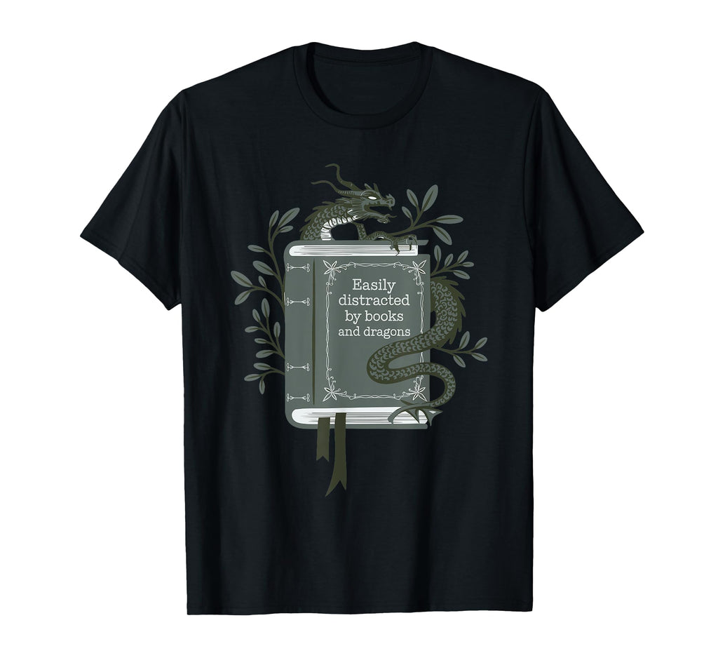 Easily Distracted Dragons And Books T-Shirt - Trendy Graphic Men Women - T-Shirt, Sweatshirt, Hoodie