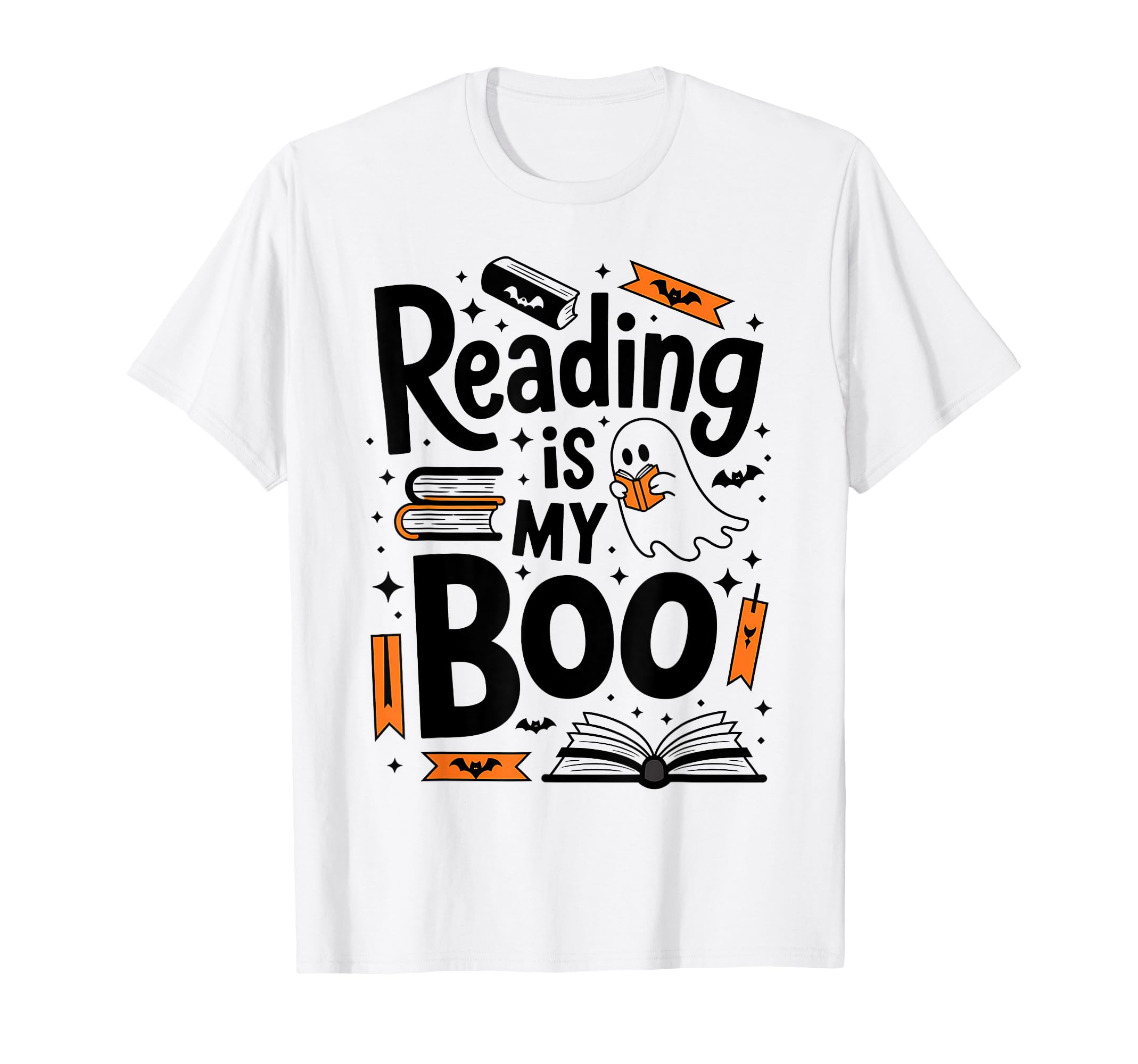 Reading Is My Boo Halloween Book T-Shirt - Novelty Apparel Men Women - T-Shirt, Sweatshirt, Hoodie