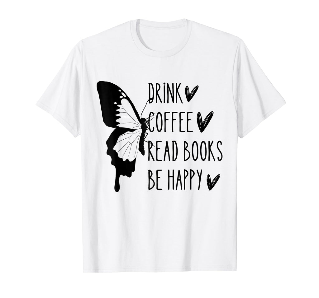 Funny Mom Butterfly Drink Coffee Read T-Shirt - Custom Art Print Men Women - T-Shirt, Sweatshirt, Hoodie