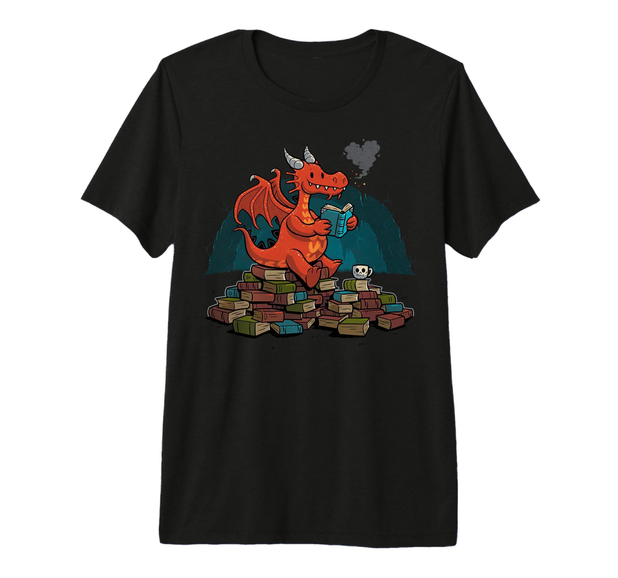 Book Cave Reading Dragon T-Shirt - Trendy Graphic Unisex - T-Shirt, Sweatshirt, Hoodie