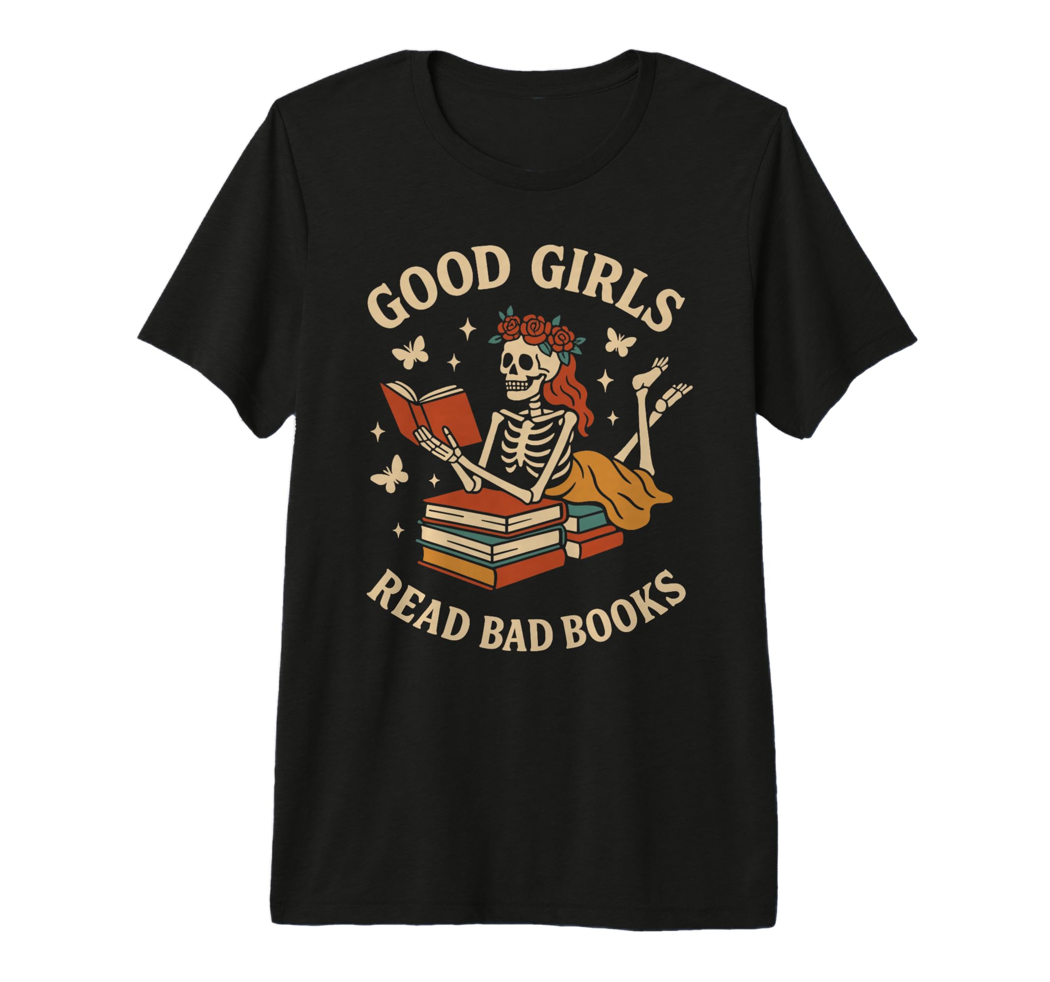 Good Read Bad Books Skeleton Reader T-Shirt - Unique Graphic Men Women - T-Shirt, Sweatshirt, Hoodie