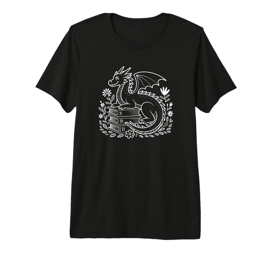 Dragon Reading Book Books Nerds Tri T-Shirt - Unique Graphic for Adults - T-Shirt, Sweatshirt, Hoodie
