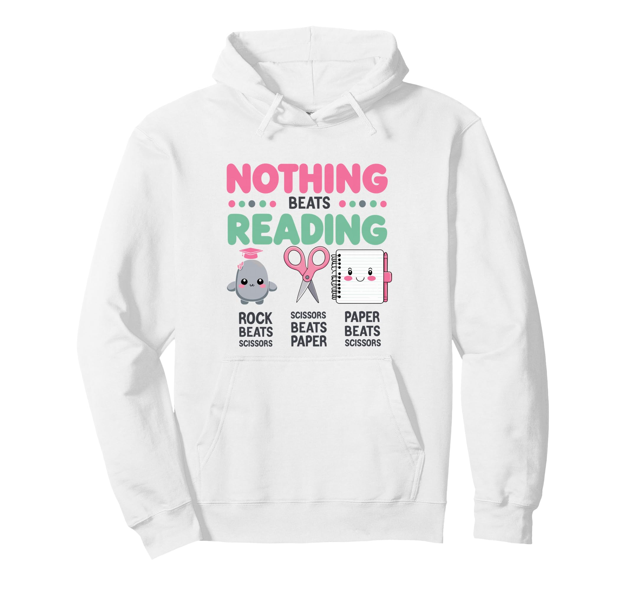 Nothing Beats Reading Rock Paper Hoodie - Minimalist Print Men Women - T-Shirt, Sweatshirt, Hoodie