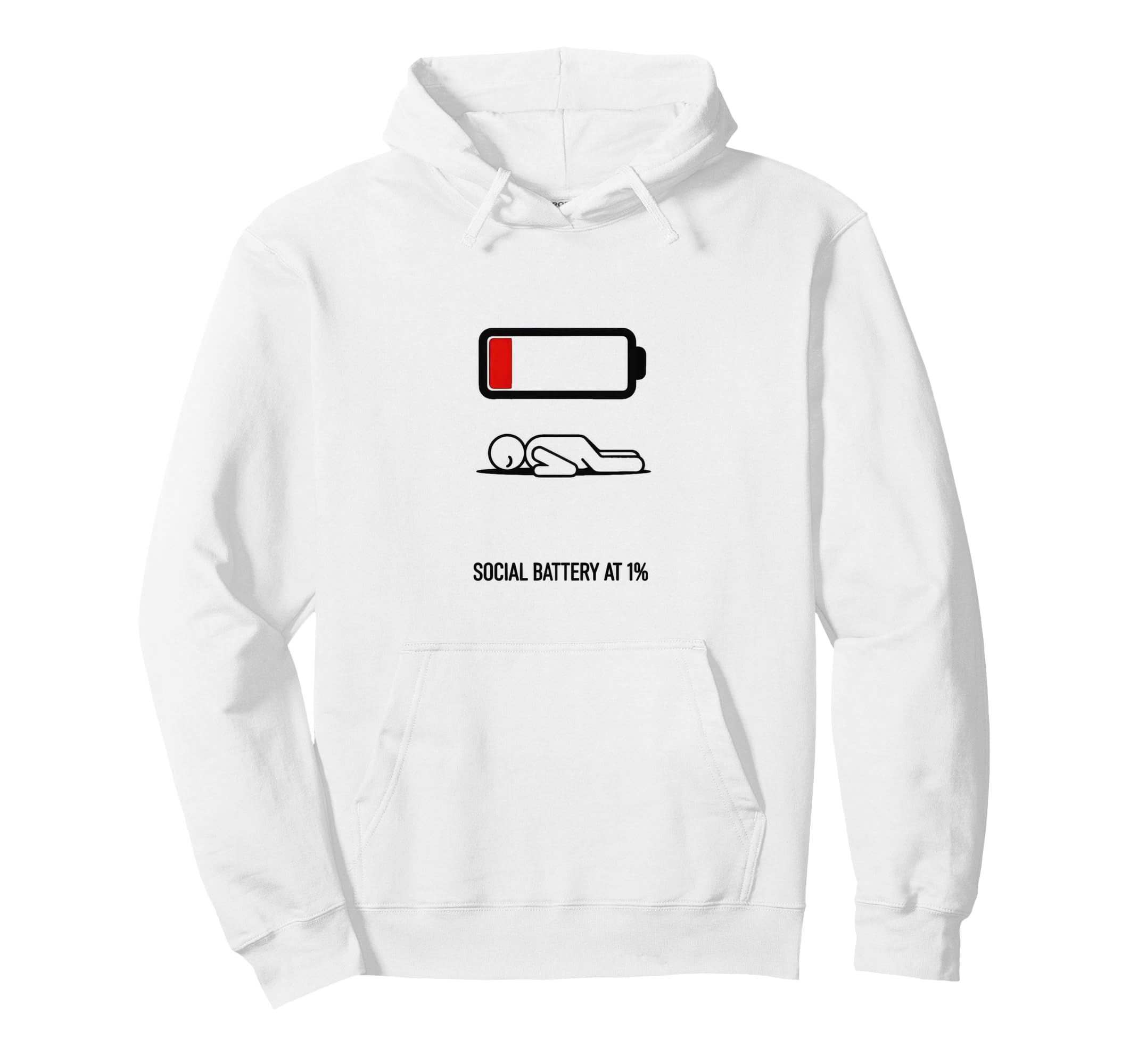 Social Battery 1 Introvert Meme Hoodie - Fun Novelty Design Men Women - T-Shirt, Sweatshirt, Hoodie