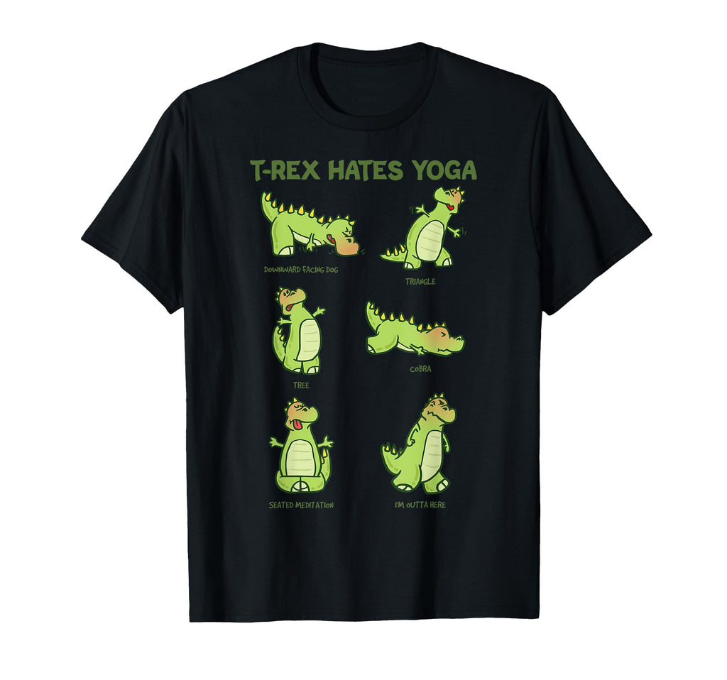 T Rex Yoga Poses Dinosaur Mindfulness T-Shirt - Minimalist Print Men Women - T-Shirt, Sweatshirt, Hoodie