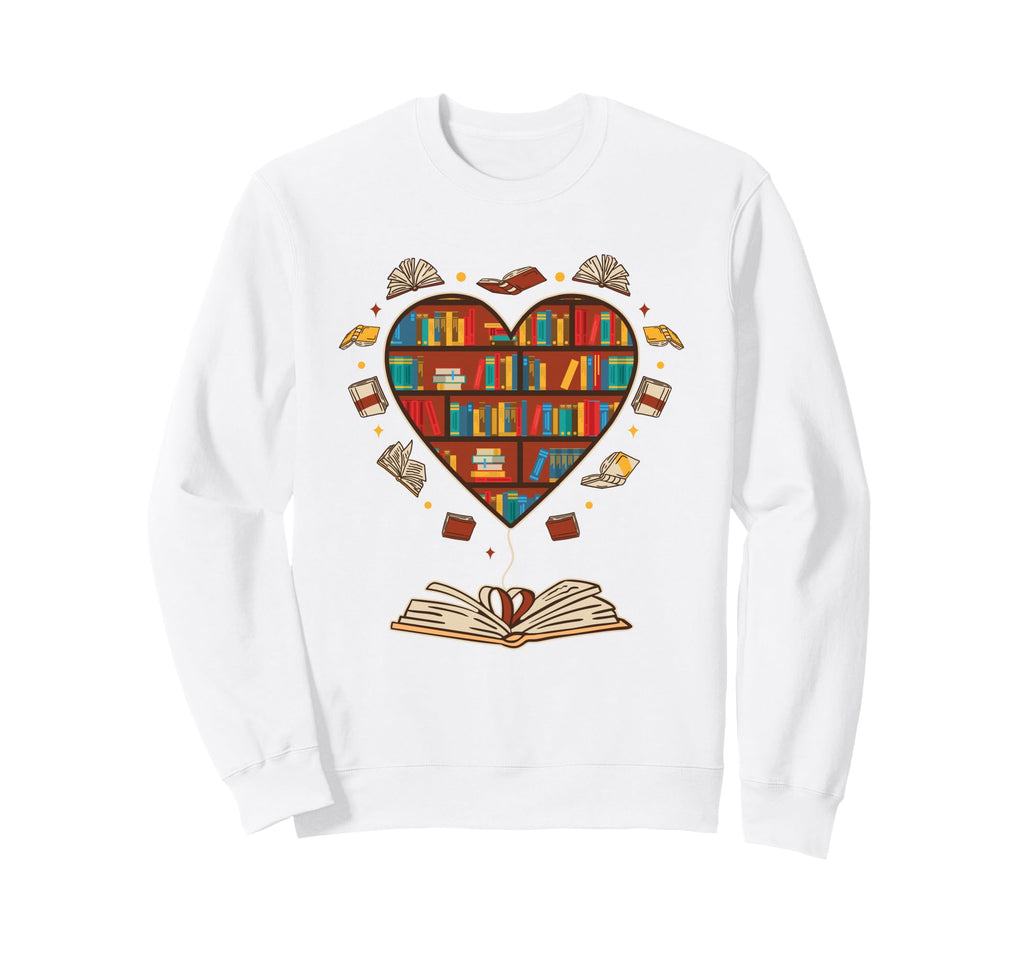 Heart Shaped Bookcase Librarian Sweatshirt - Fun Novelty Design for Adults - T-Shirt, Sweatshirt, Hoodie