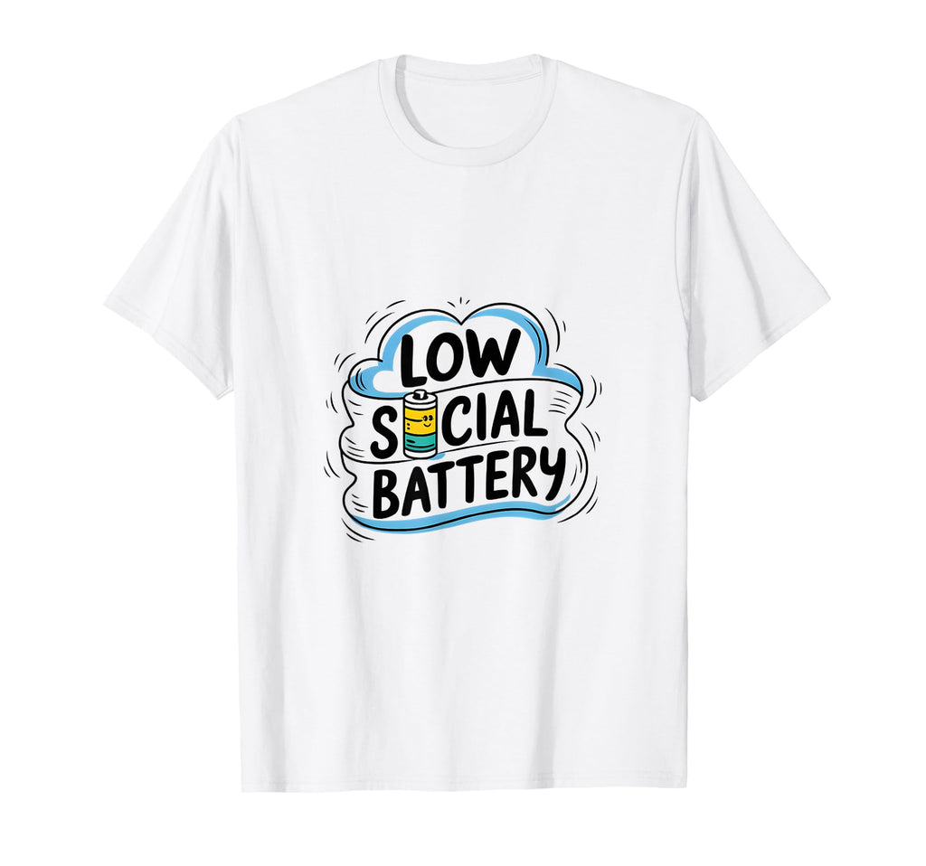Low Social Battery Funny Cartoon T-Shirt - Unique Graphic for Adults - T-Shirt, Sweatshirt, Hoodie