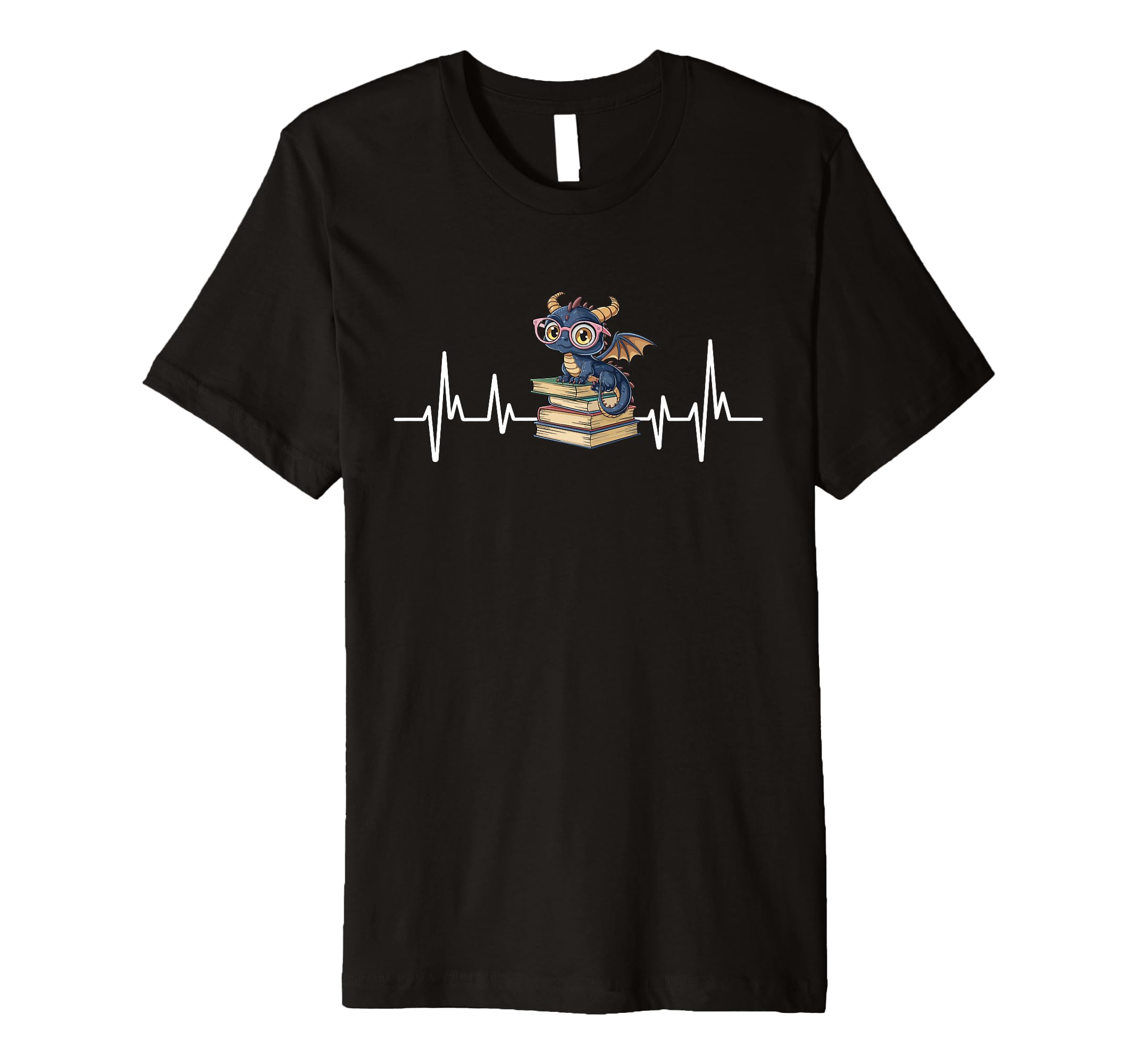 Dragon Reading Heartbeat Books Dragon T-Shirt - Unique Graphic for Adults - T-Shirt, Sweatshirt, Hoodie
