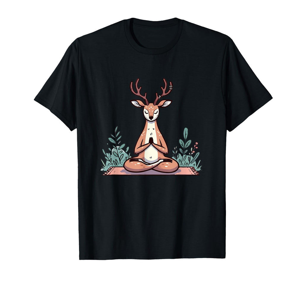 Meditation Deer Yoga Pose Relaxing T-Shirt - Minimalist Print for Adults - T-Shirt, Sweatshirt, Hoodie