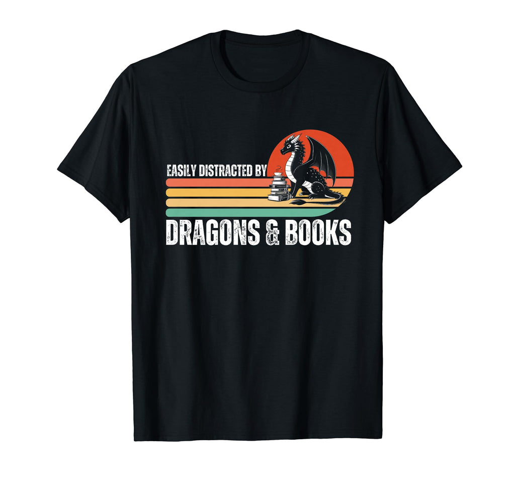 Easily Distracted Dragons And Books T-Shirt - Novelty Apparel Unisex - T-Shirt, Sweatshirt, Hoodie
