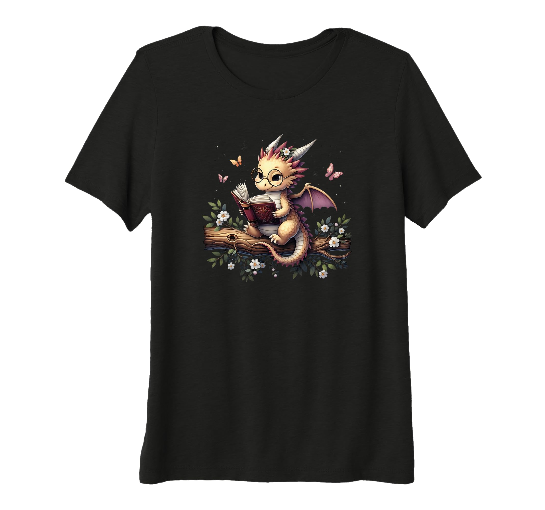 Womens Book Dragon Tri Blend T-Shirt - Fun Novelty Design Men Women - T-Shirt, Sweatshirt, Hoodie