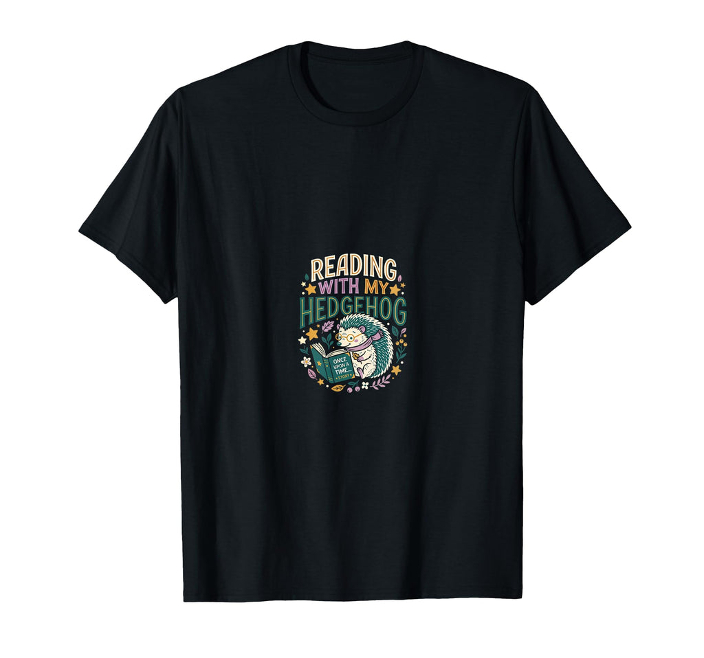 Reading My Hedgehog Book Nerd T-Shirt - Fun Novelty Design for Adults - T-Shirt, Sweatshirt, Hoodie