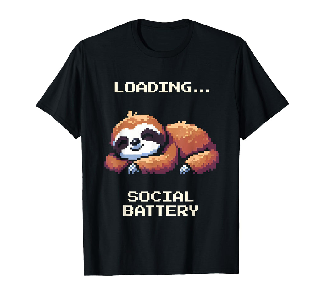 Loading Social Battery Pixel Art Low T-Shirt - Unique Graphic Unisex - T-Shirt, Sweatshirt, Hoodie