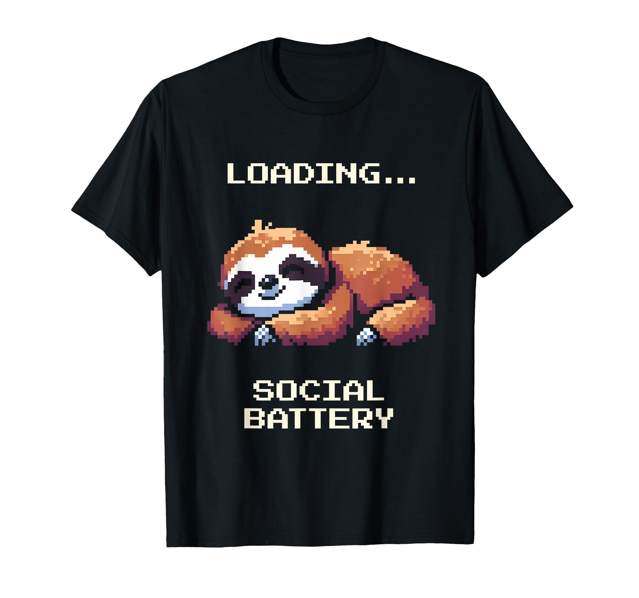 Loading Social Battery Pixel Art Low T-Shirt - Unique Graphic Unisex - T-Shirt, Sweatshirt, Hoodie