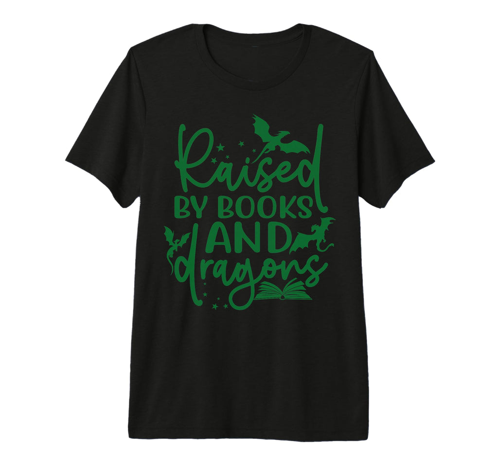 Raised Books And Dragons Fantasy Book T-Shirt - Unique Graphic for Adults - T-Shirt, Sweatshirt, Hoodie