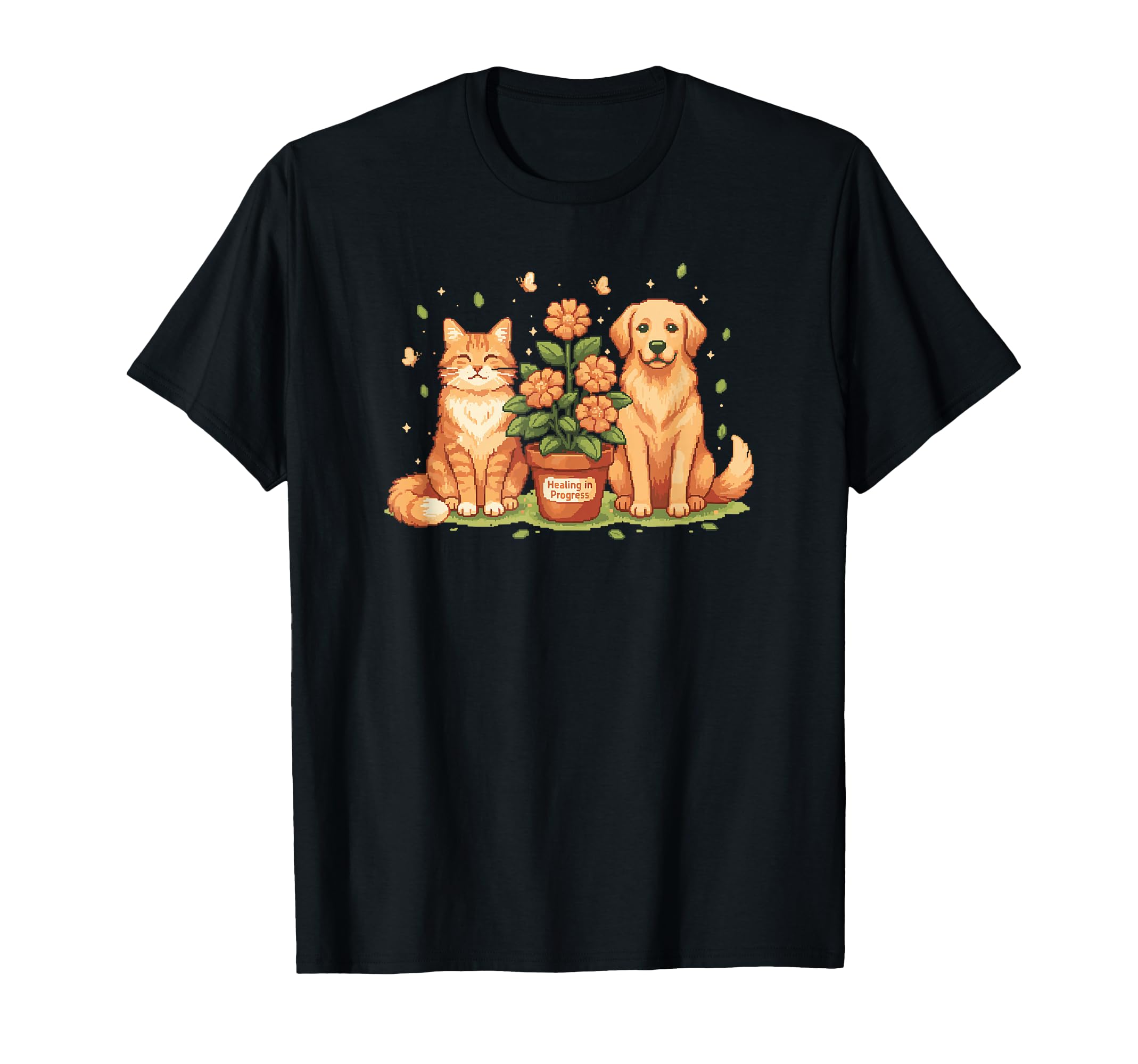 Therapy Dog Cat Healing Progress Pixel T-Shirt - Unique Graphic Unisex - T-Shirt, Sweatshirt, Hoodie