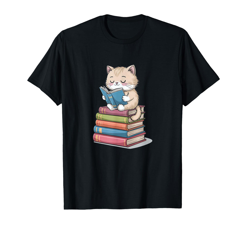 Cat Books Pets Cats Reading Book Nerd Read T-Shirt - Unique Graphic Unisex - T-Shirt, Sweatshirt, Hoodie