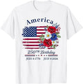 Floral Birthday 250th Anniversary USA Women Girl T-Shirt Unisex T-shirt, Sweatshirt, Hoodie, Long Sleeve Tee - T-Shirt, Sweatshirt, Hoodie