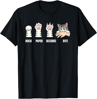 Rock Paper Scissors Bite Hand Game Cute Paw Funny Cat T-Shirt Unisex T-shirt, Sweatshirt, Hoodie, Long Sleeve Tee - T-Shirt, Sweatshirt, Hoodie
