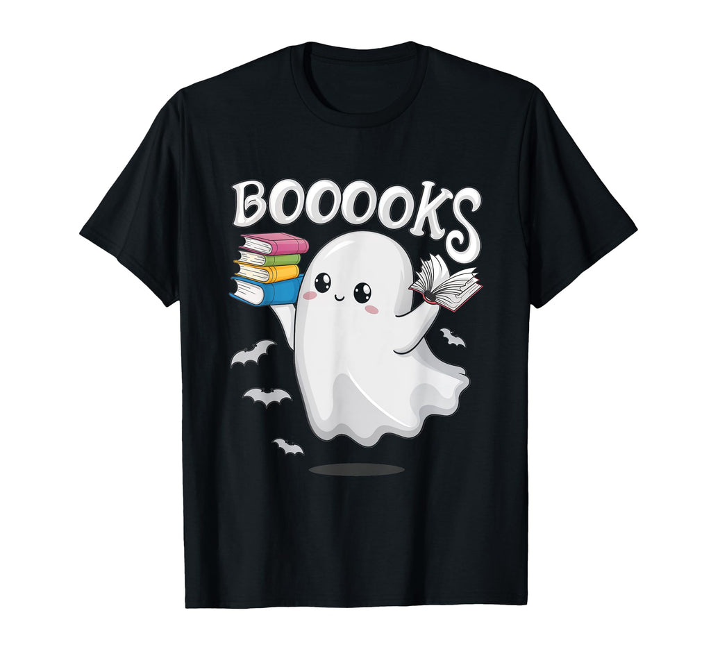 Booooks Ghost Halloween Reader Books T-Shirt - Minimalist Print Men Women - T-Shirt, Sweatshirt, Hoodie