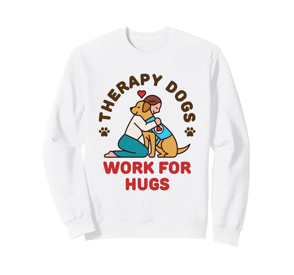 Therapy Dogs Work Hugs Dog Owner Sweatshirt - Unique Graphic Unisex - T-Shirt, Sweatshirt, Hoodie