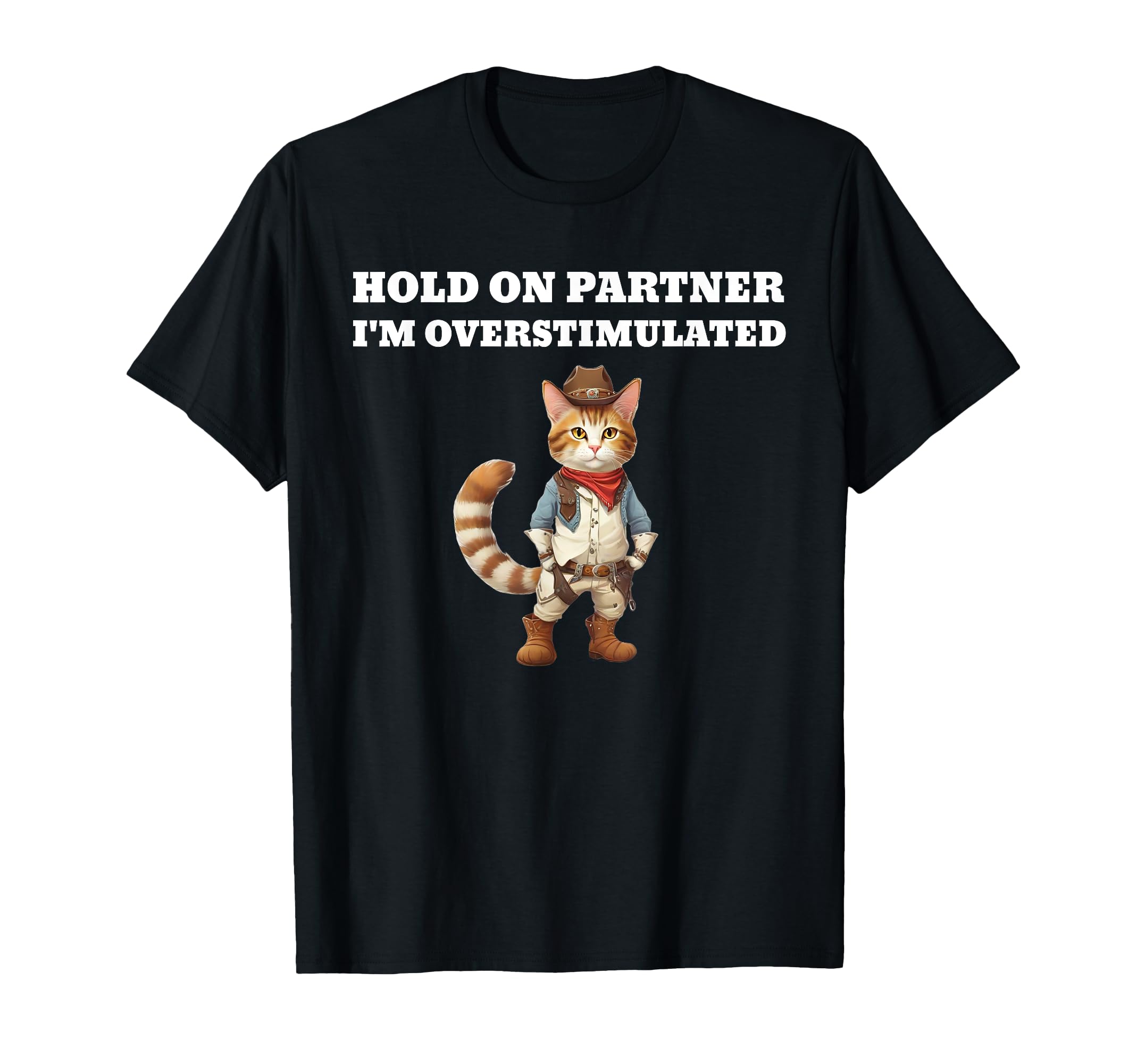 Hold Partner Im Overstimulated T-Shirt - Aesthetic Graphic Men Women - T-Shirt, Sweatshirt, Hoodie