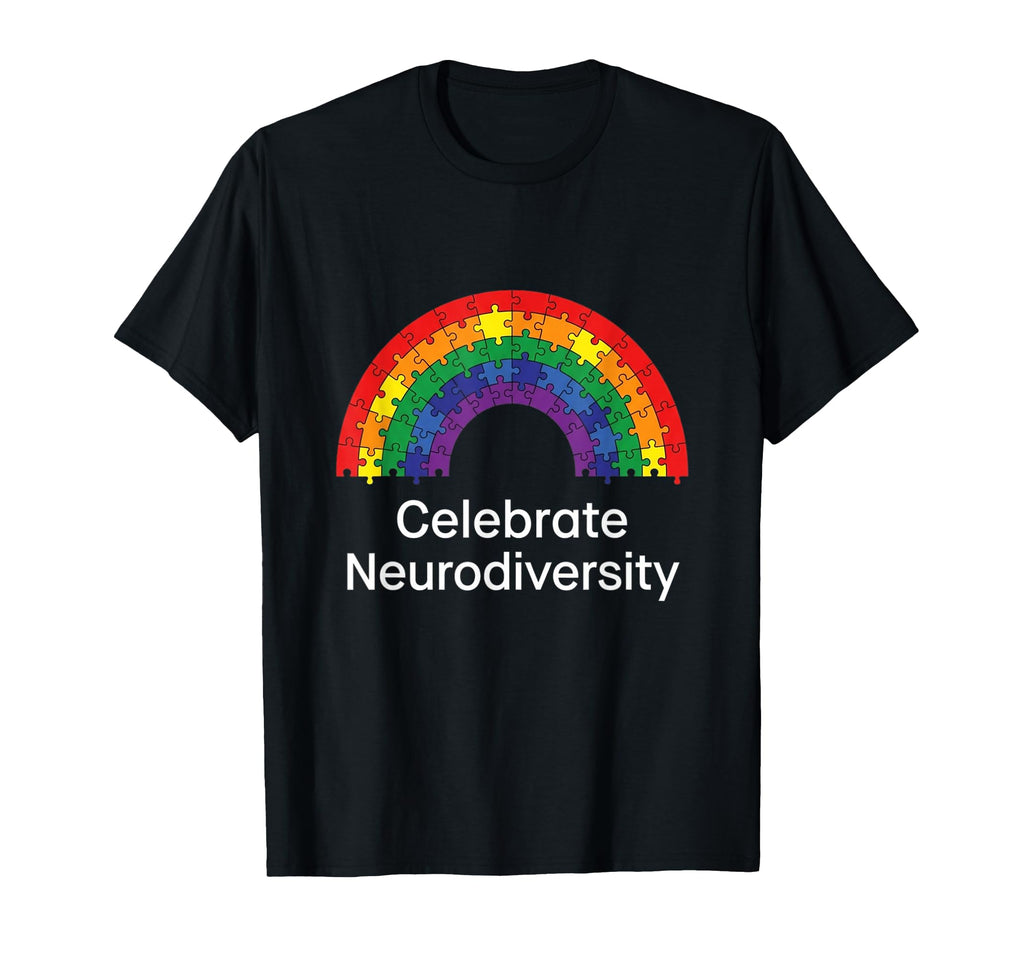 Celebrate Neurodiversity Rainbow Puzzle T-Shirt - Graphic Print Men Women - T-Shirt, Sweatshirt, Hoodie
