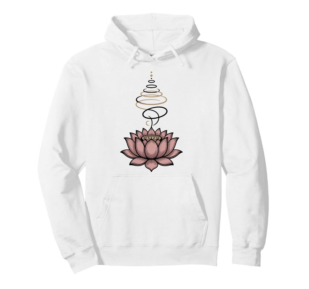 Spiritual Lotus Flower Unalome Zen Hoodie - Fun Novelty Design for Adults - T-Shirt, Sweatshirt, Hoodie