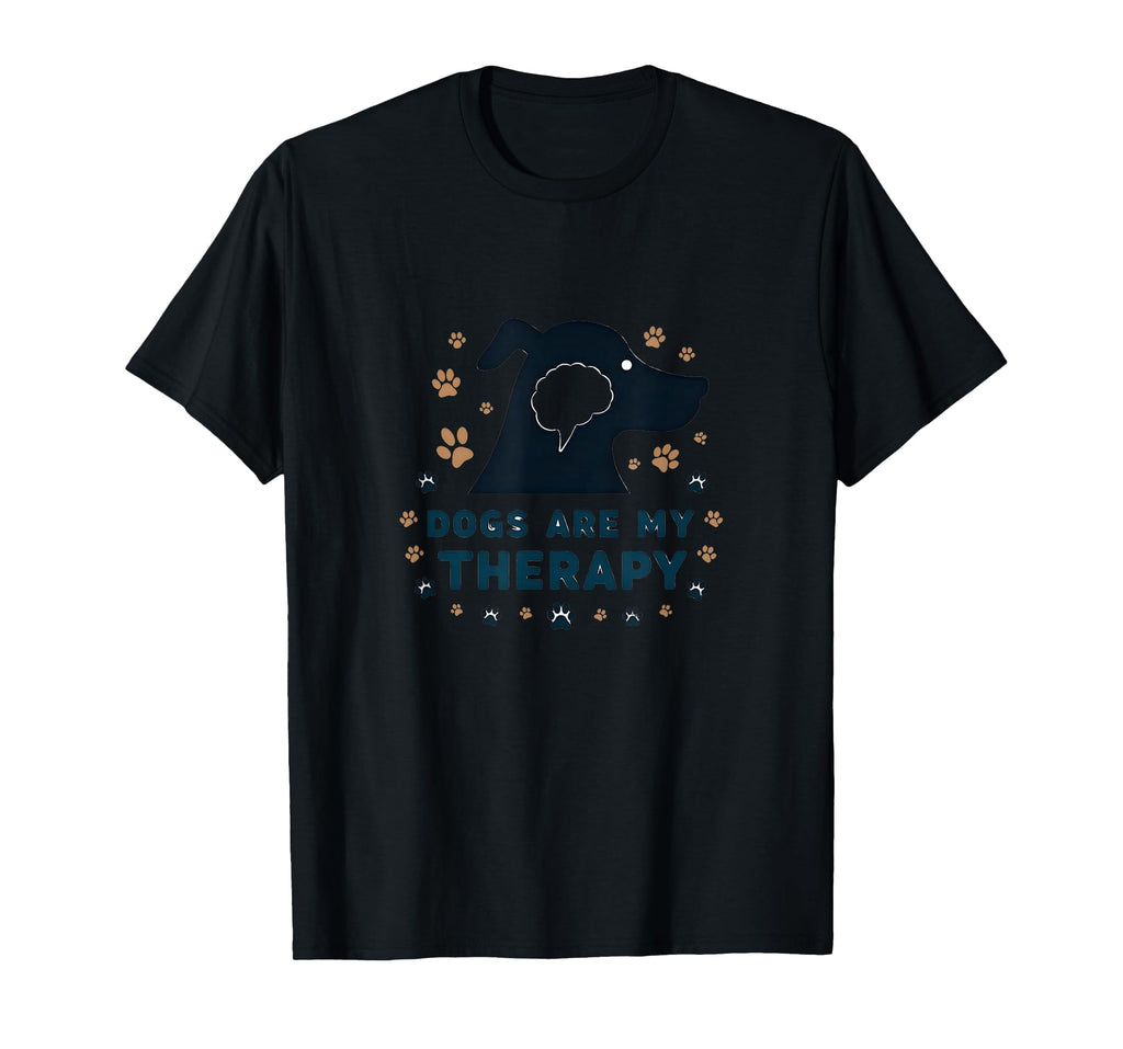 Dogs Are My Therapy Pet Lover Paw Black T-Shirt - Graphic Print for Adults - T-Shirt, Sweatshirt, Hoodie