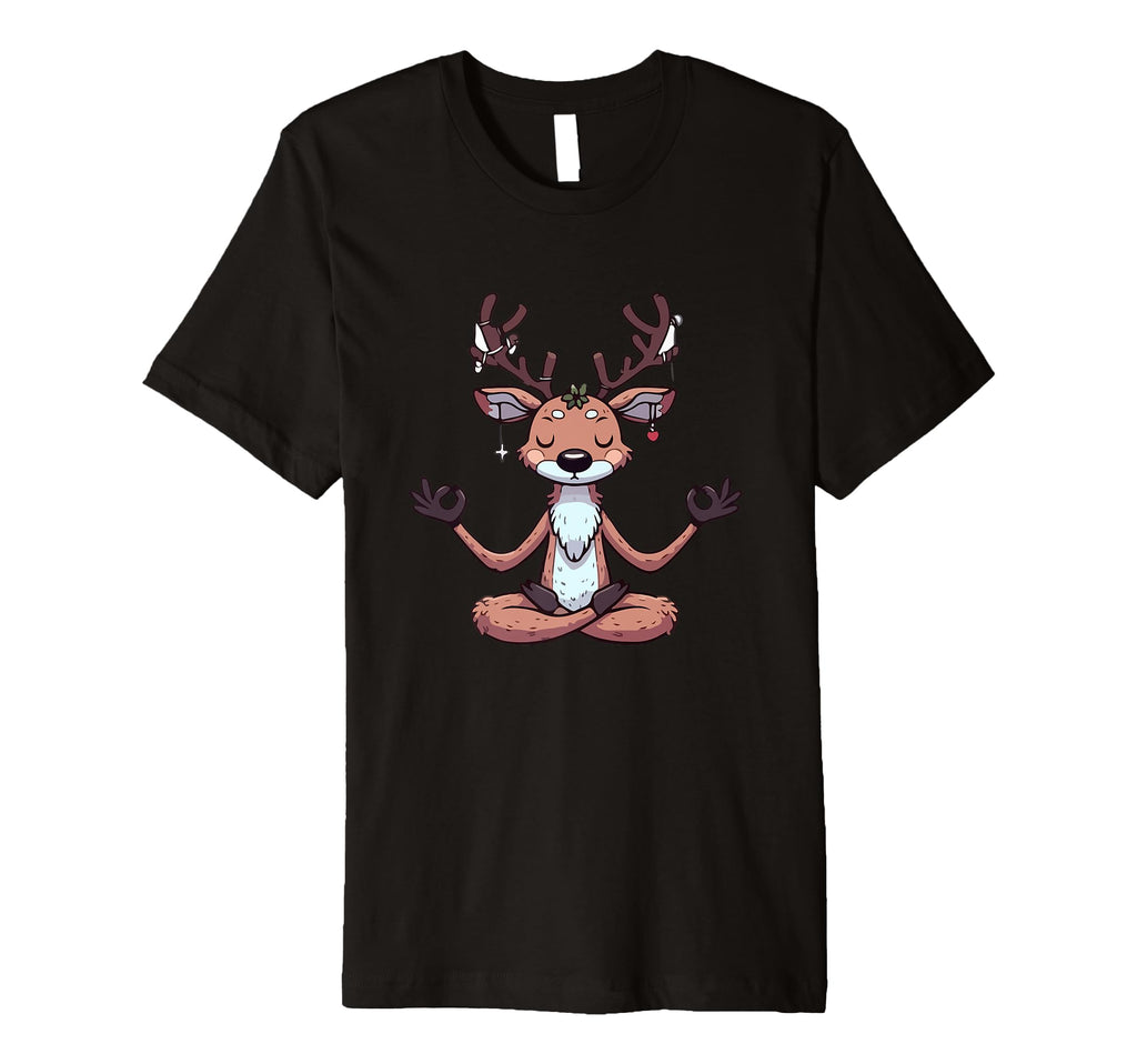 Meditation Reindeer Yoga Pose T-Shirt - Custom Art Print Men Women - T-Shirt, Sweatshirt, Hoodie